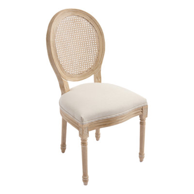 2-piece Dining Chair Set Featuring A Natural Rattan Round Back Design Combined With Metal Brushing And Engraving Techniques.