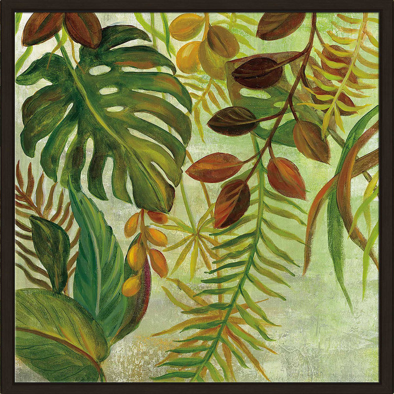 «Tropical Greenery I» par Silvia Vassileva, Cadre flottant espresso, H 21,5 po x l 21,5 po x P 2 po