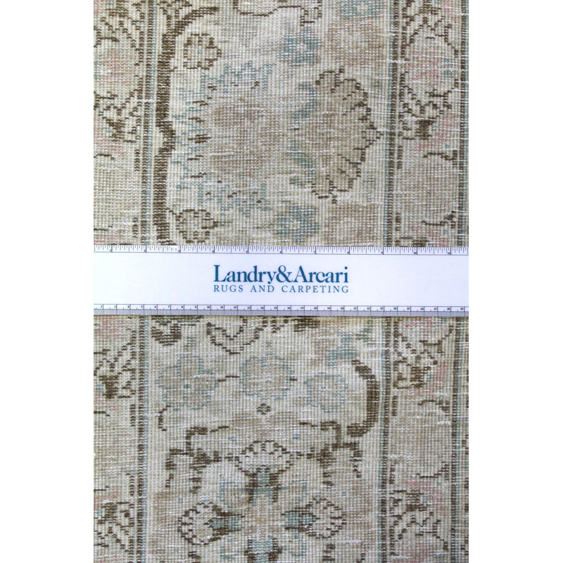 Tapis beige unique en son genre tissé à la main de style années 1940 de 7 pi 3 po x 10 pi Kayseri