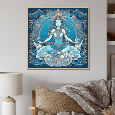 Divine Déesse Yogini en bleu sur toile