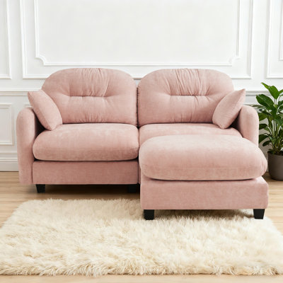 74" L-Shaped Modular Sectional Sofa, Deep Seat Cloud Couch With Ottoman, Compact Loveseat For Living Room or Bedroom
