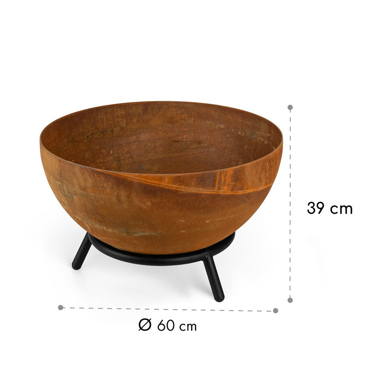 Round Steel Wood Burning Smokeless Fire Pit, 68cm H x 60cm W x 60cm D