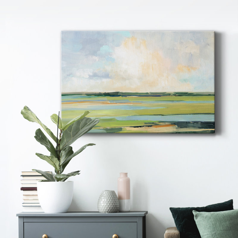 Pastel Horizon I - peinture sur toile tendue, H 27 po x l 18 po x P 1 po