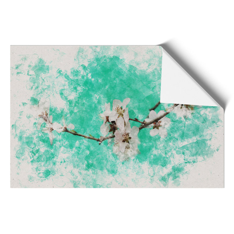 White Cherry Blossom Watercolour - Frameless Print, 42cm H x 59cm W x 0.1cm D