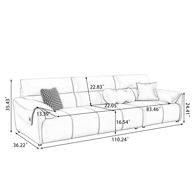 Coussin de canapé modulaire en cuir véritable Coffee, H 35,43 po x l 110,24 po x P 36,22 po, Café