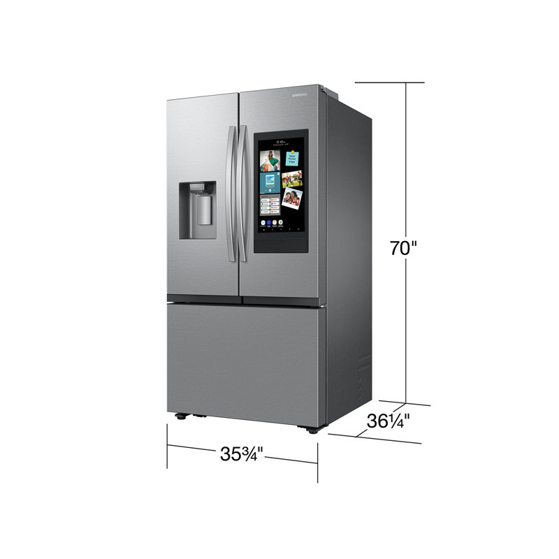 Samsung Stainless Steel Kitchen Package with 30 cu. ft. Mega Capacity 3-Door French Door Refrigerator with Family Hub and Electric Range