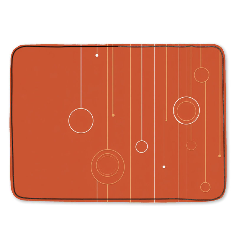 Tapis de bain abstrait, Simple - L 24 po x l 17 po, Orange géométrique