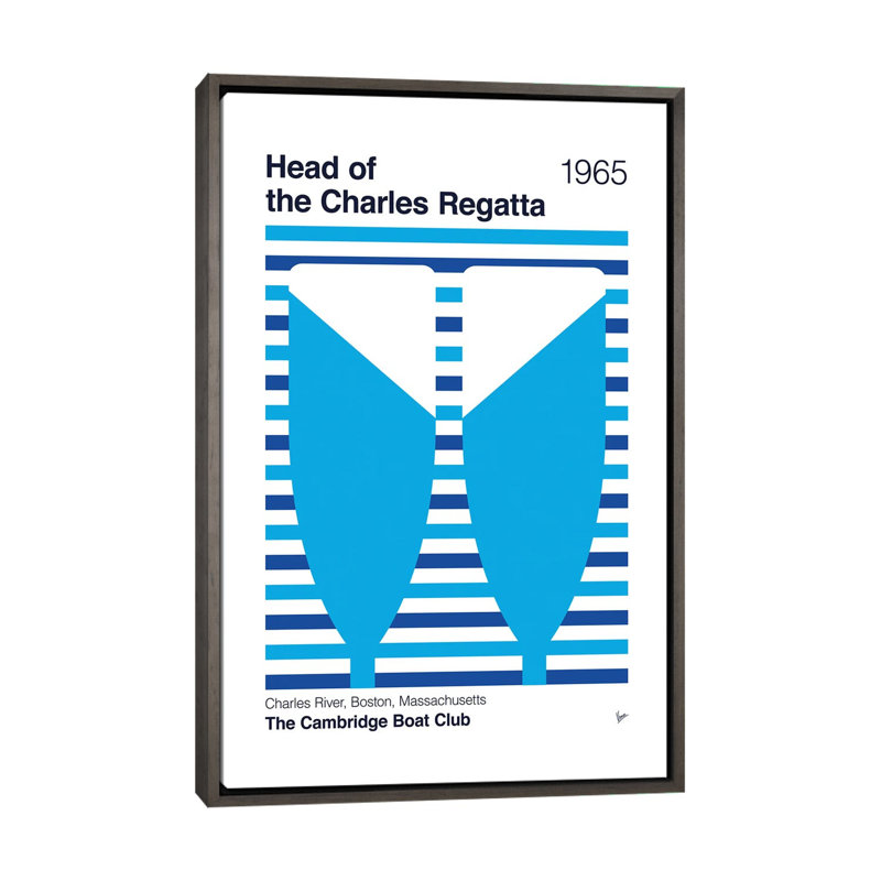 "Head of the Charles Regatta" - Reproduction d'art mural - toile encadrée, Gris, H 48 po x l 32 po