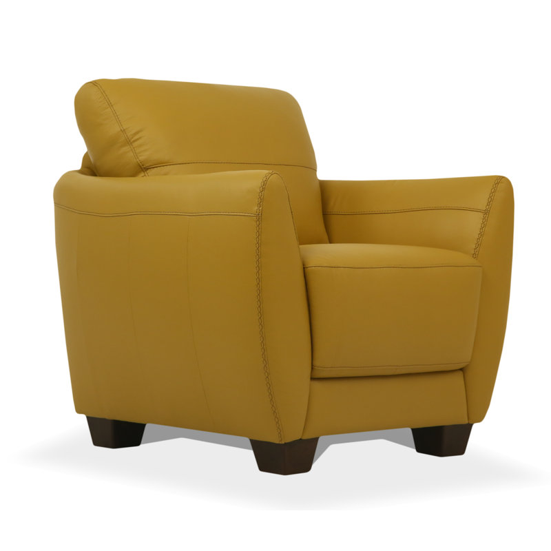Doud Leather Armchair, Mustard Genuine Leather