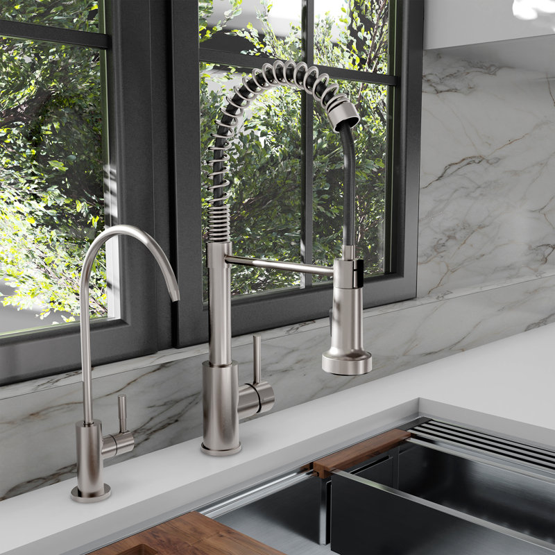 ZLINE Rubicon Single Handle Drink Faucet in Champagne Bronze, Brushed Nickel