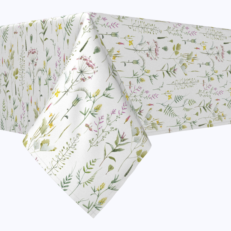 Square Tablecloth, 100% Cotton, 52X52", Botanical Stripe