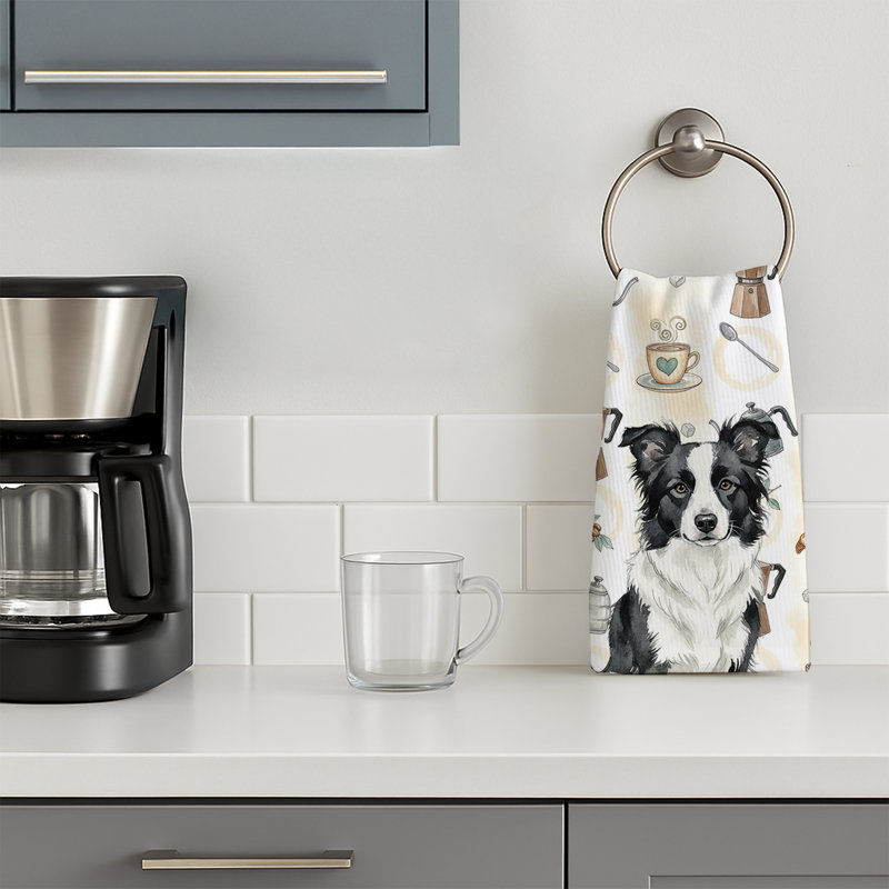 Border Collie Coffee Bar Kitchen Towel, Border Collie