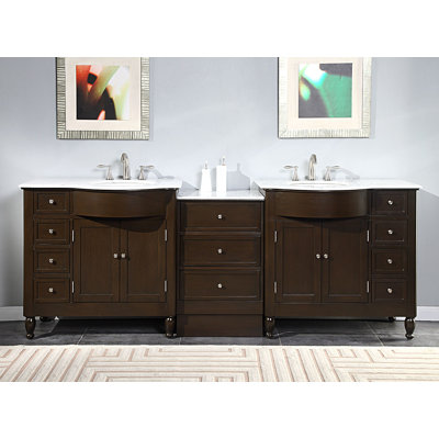 Davian 95'' Double Bathroom Vanity with Marble Top