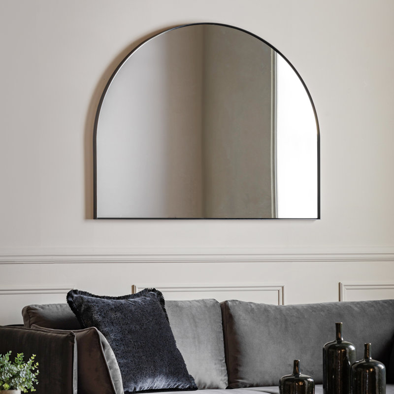 Sarith Overmantle Metal Framed Mirror 90 x 110cm, Black