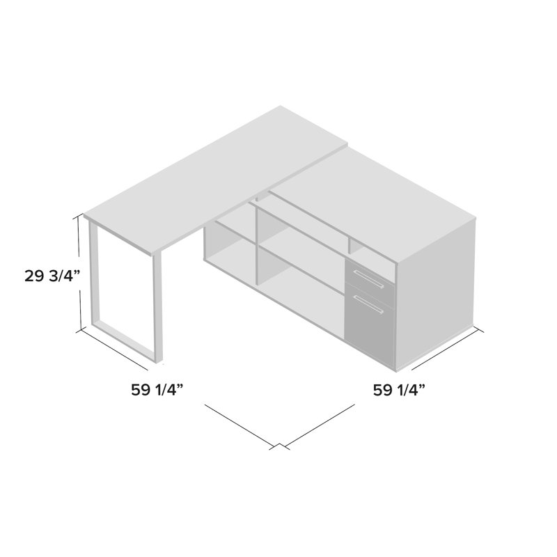 L-Shaped Computer Desk, Bark Gray