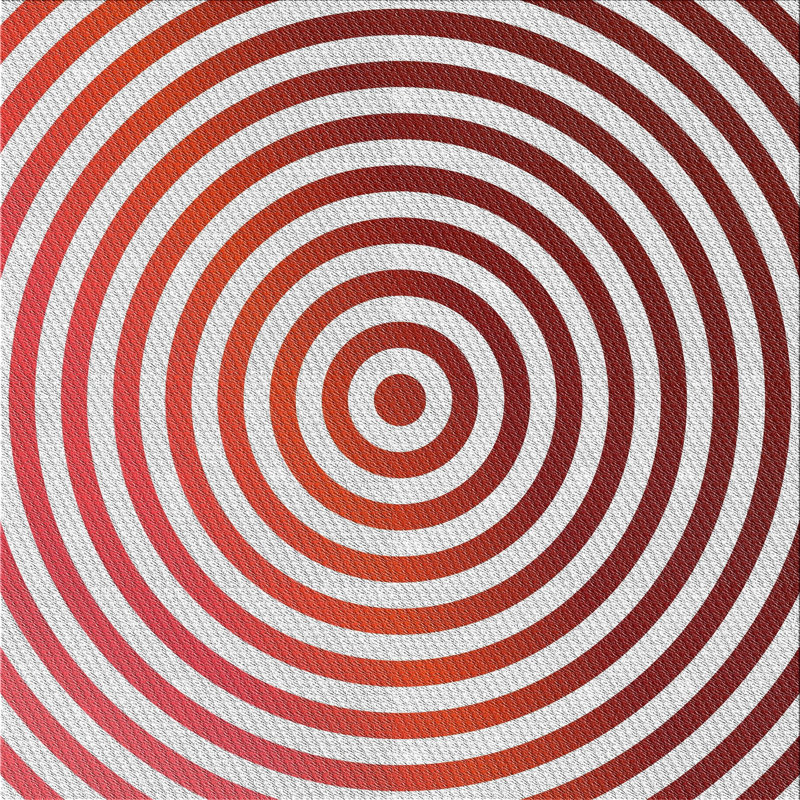 Tapis orange/zone blanche à motif, Carré 7 pi