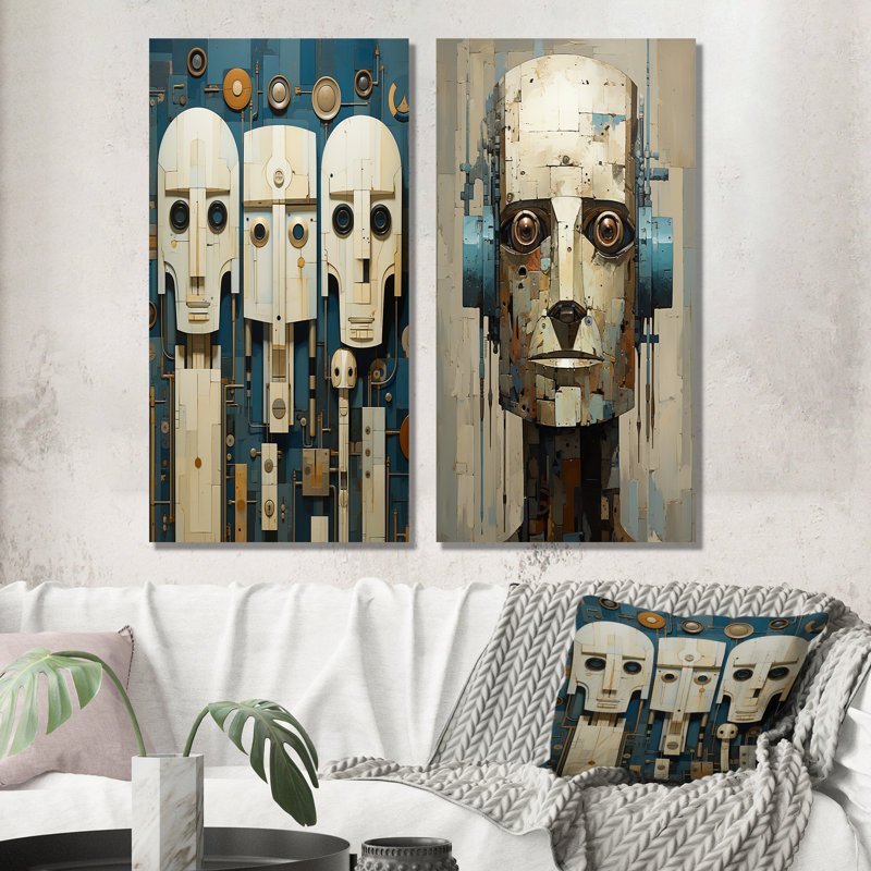 L'art de la robotique - ensemble de 2 reproductions d'art mural robot, H 32 po x l 33 po, Toile tendue