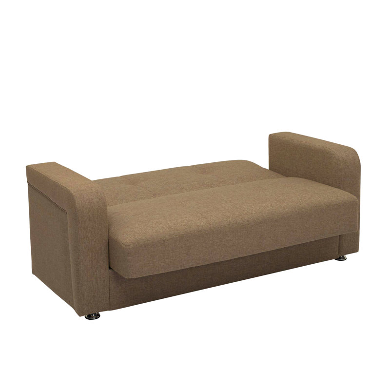 Causeuse convertible rembourrée avec rangement pour le salon, Brun