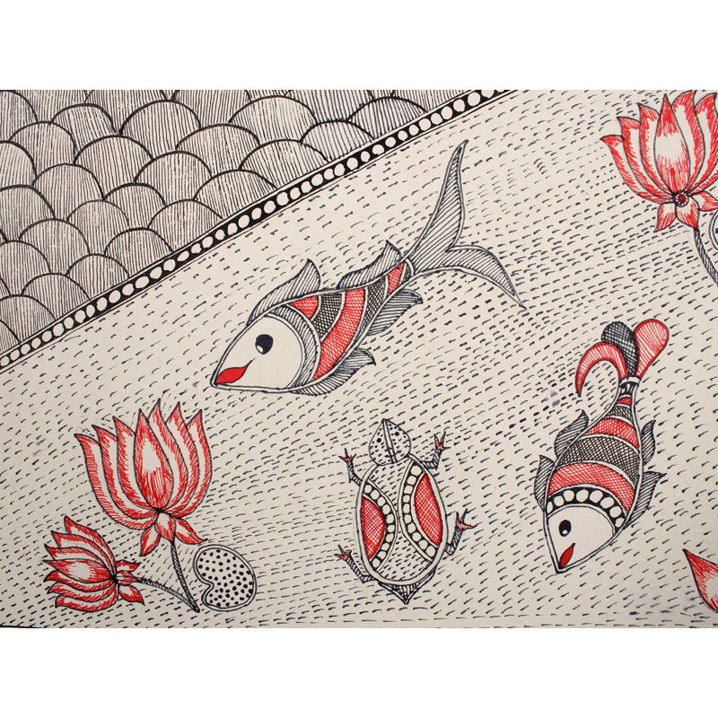 Paire d'éléphants de marche | Madhubani Peinture