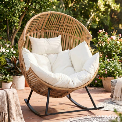 Fauteuil à bascule d'extérieur avec coussin Calcedonio