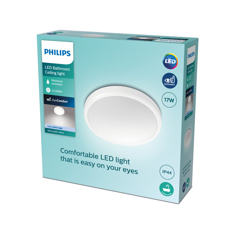 Philips LED Doris Ceiling Light 40K 17W IP44 Cool White