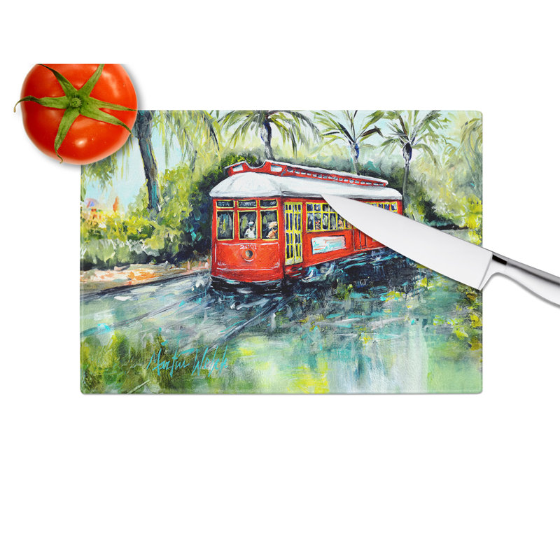 Planche à découper en verre Little Red Street Car