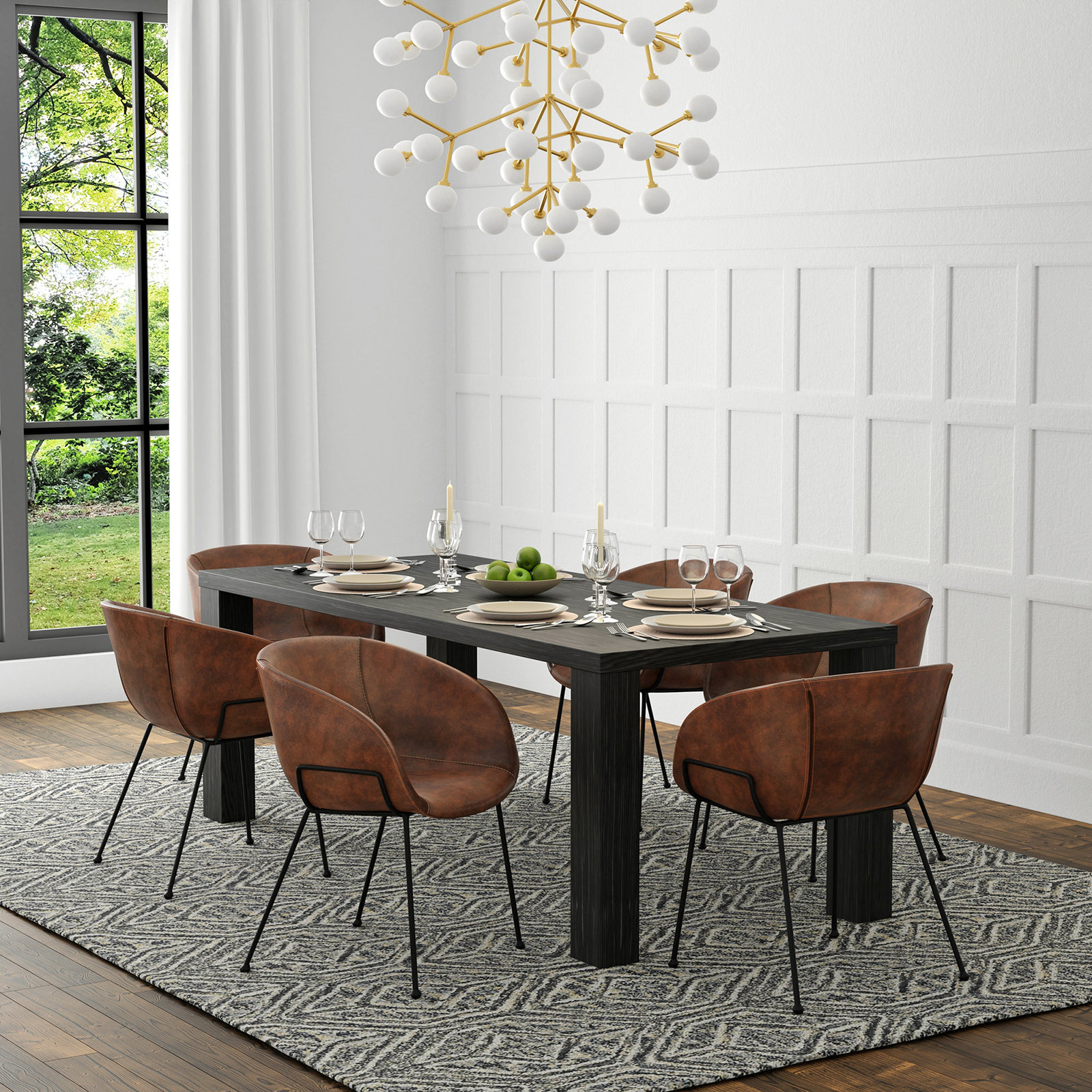 Carson 63" Dining Table, Black, 29" H x 84.3" L x 36.2" W