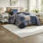 Premium Cotton Bedding Sets, Twin Xl Blue Patchwork For Modern Home