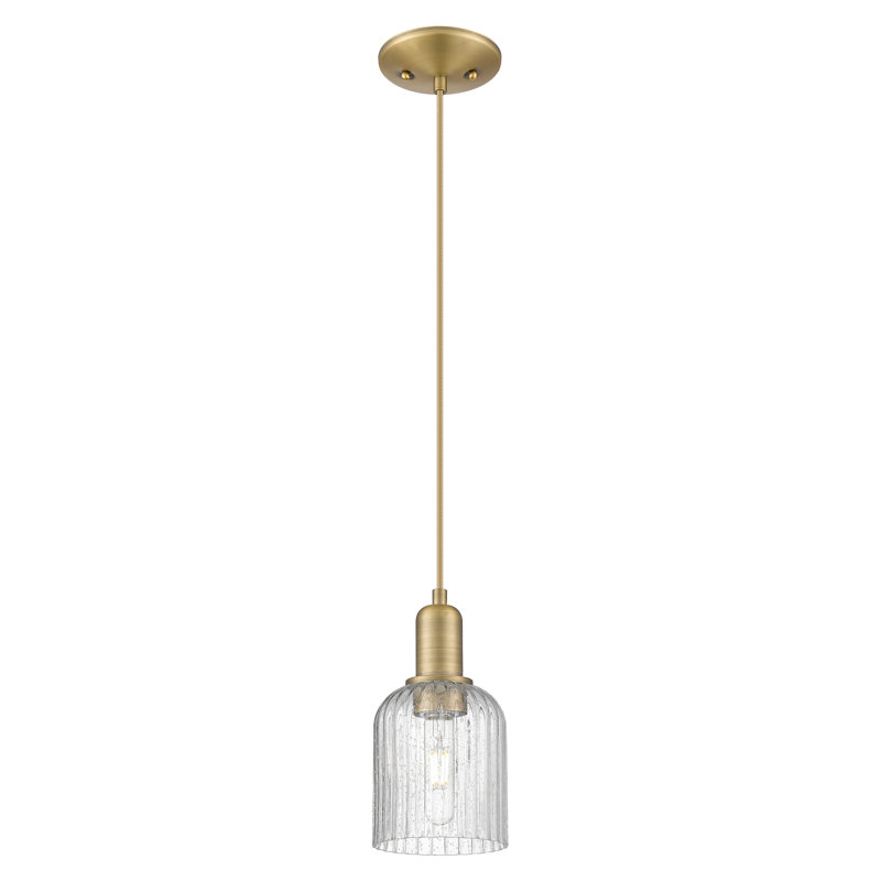 Mini luminaire suspendu suspendu 1 lumière Downtown, H 10 po x l 5 po x P 5 po, Grainé, Laiton brossé