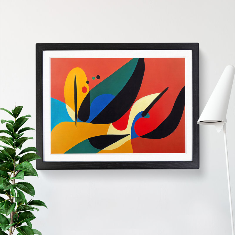 Abstract Feather Art Vol.4 - Single Picture Frame Print, Black, 25cm H x 34cm W x 2cm D