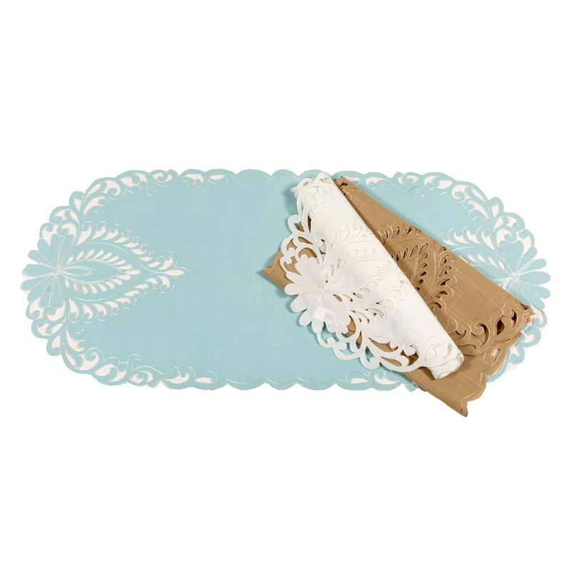 Chemin de table Armadillo, l 36 po x L 16 po, Bleu pastel