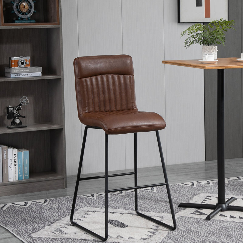 Upholstered Counter Stool with Metal Frame