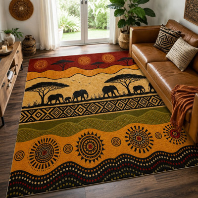 1 tapis africain Tribal Elephants