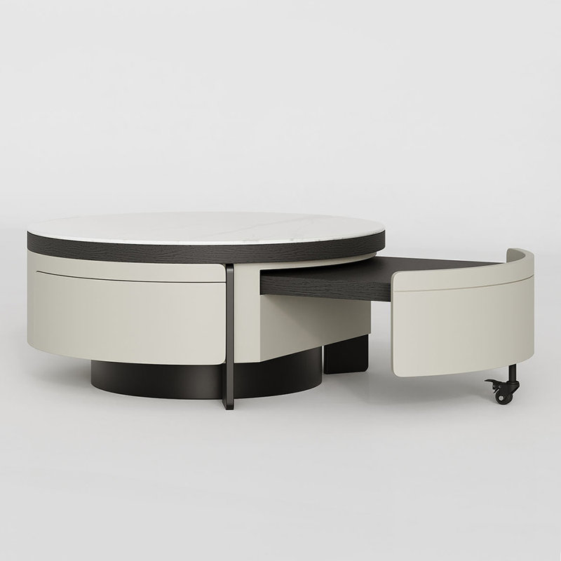 Table basse en pierre micro-cristalline télescopique