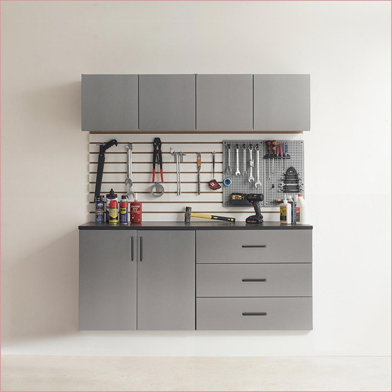 Cabinets | Charcoal Gray Metal Wall Mounted Storage Cabinet with Drawers, 32x28x20 In. | Minimalist | Bathroom