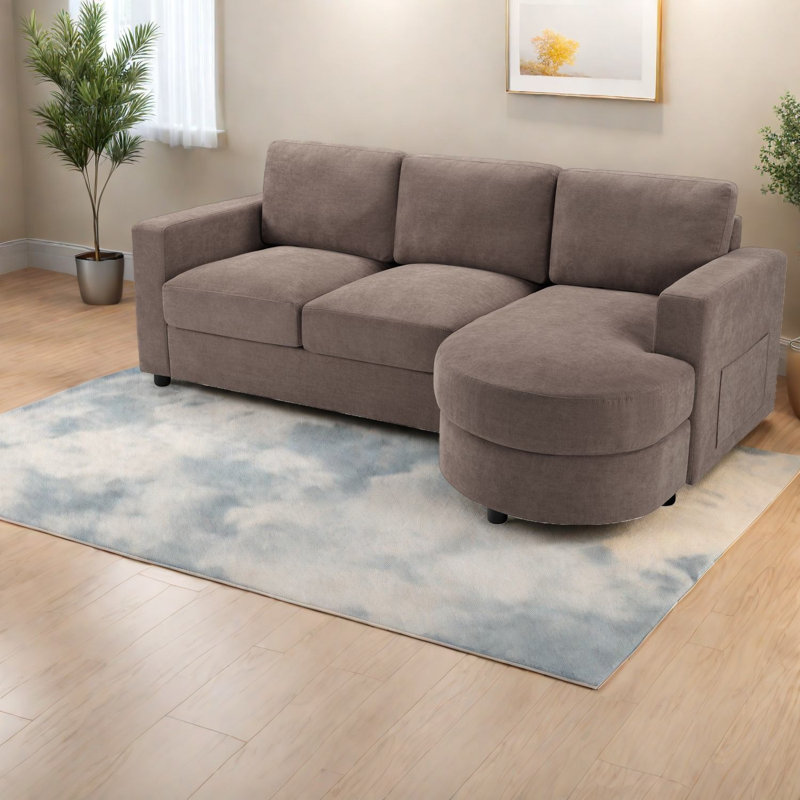Sectionals With Storage Usb, Chenille 84.6 Inch Modern Home Sofa