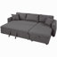 Canapé-lit modulaire 87,44 po rembourré gris avec espace de rangement et 2 coussins décoratifs