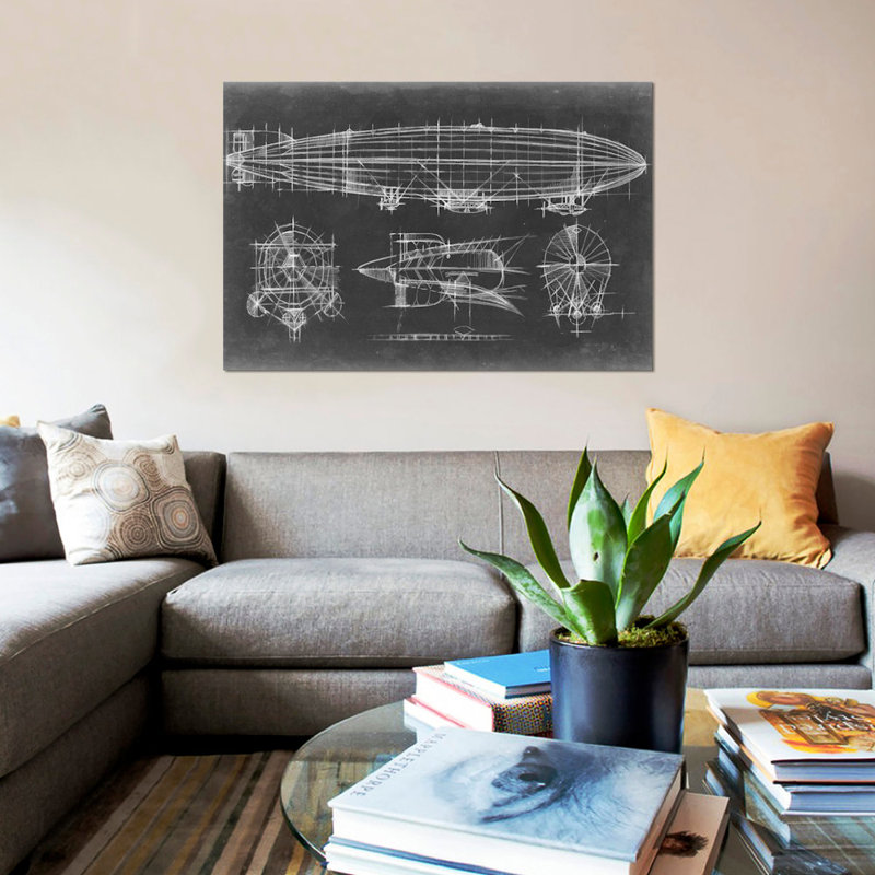 «Airhip Blueprint» par Ethan Harper - impression sur toile tendue, H 26 po x l 40 po x P 1,5 po