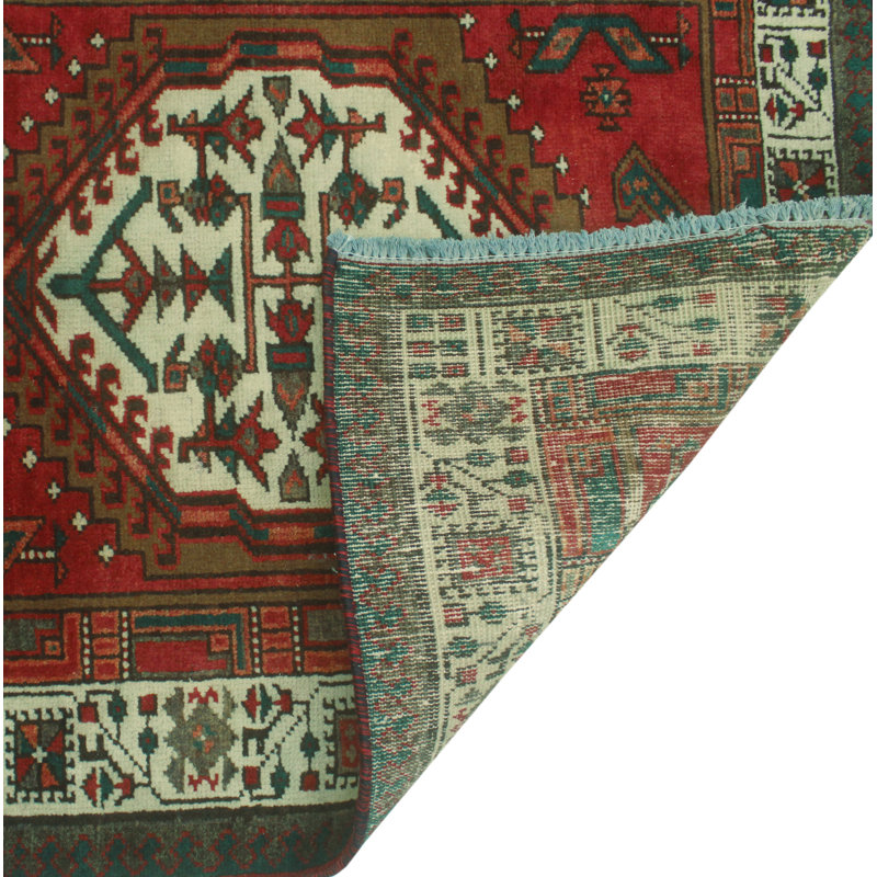 One-of-a-Kind 3'3" X 10'8" 1980s Runner Wool Area Rug in Rust
