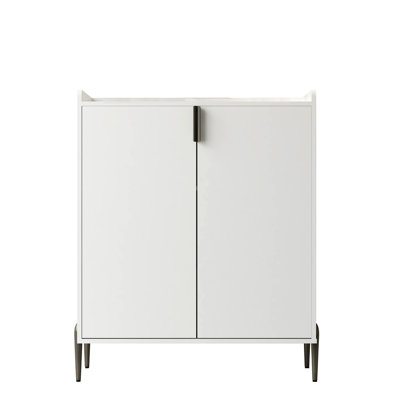 Modern 2-doors Sideboard Cabinet with wine rack & adjustable storage shelf