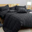 Microfiber Striped Duvet Cover Set with Matching Pillowcases & Fitted Sheet-114247584-114247587