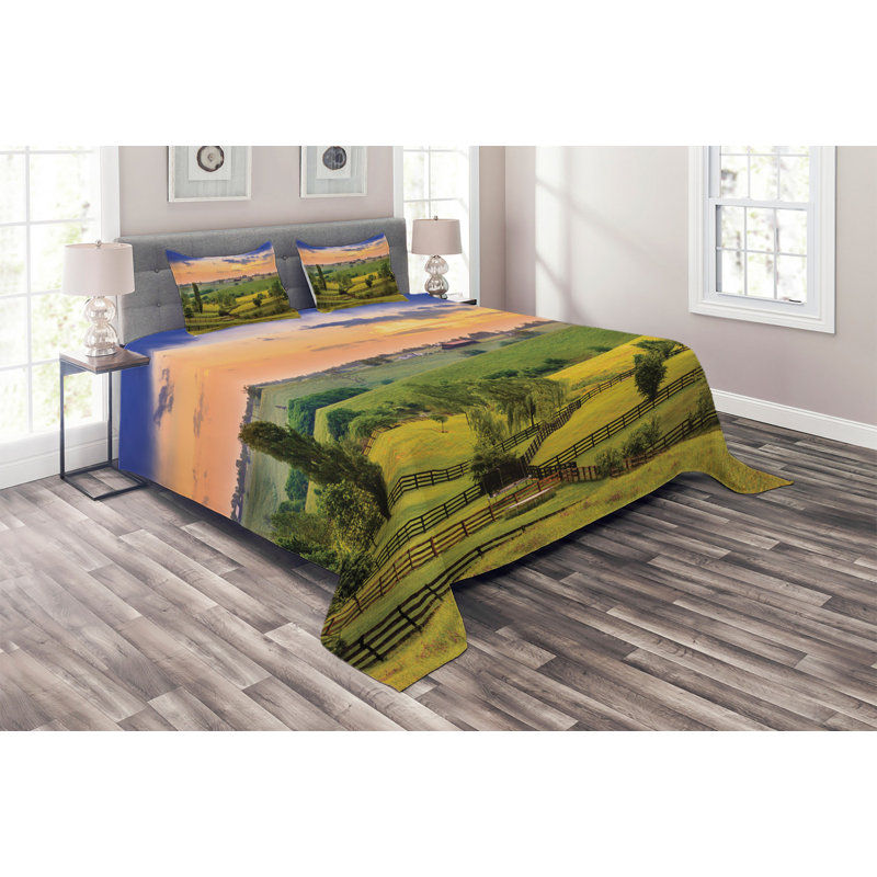 Rustic Polyester Coverlet, Queen Bedspread + 2 Shams