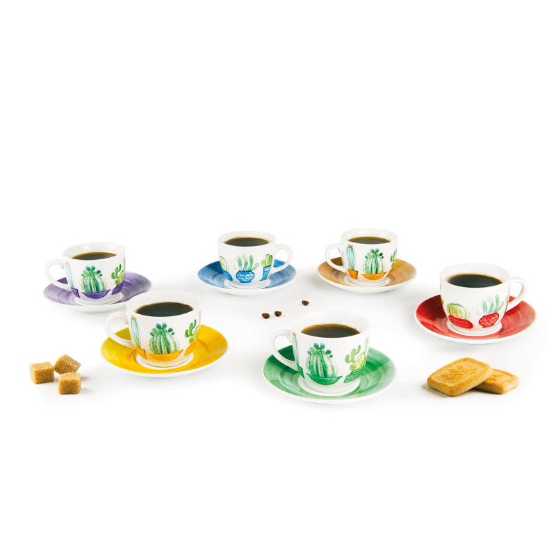 Cactus Porcelain Espresso Cup and Saucer