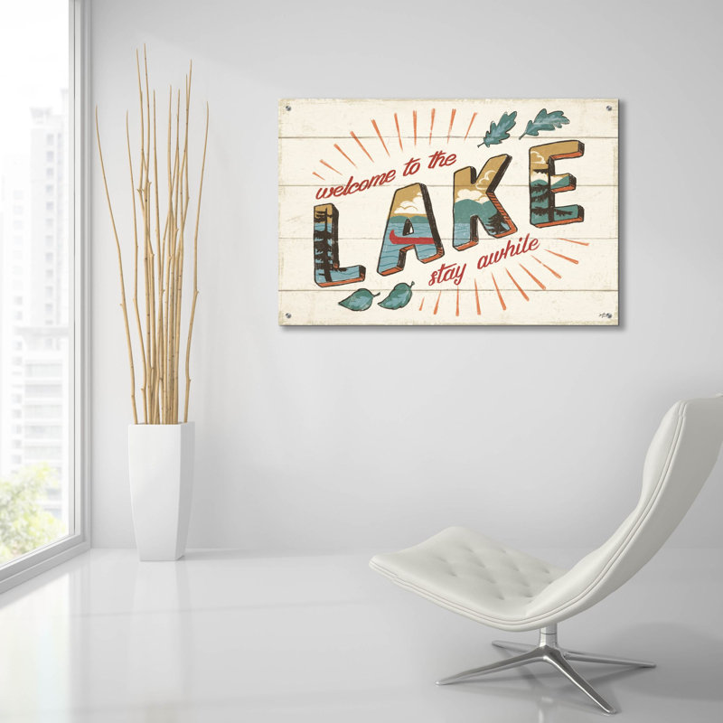 Art mural en verre épique «Vintage Lake 1» par Janelle Penner, H 24 po x l 36 po x P 0,2 po