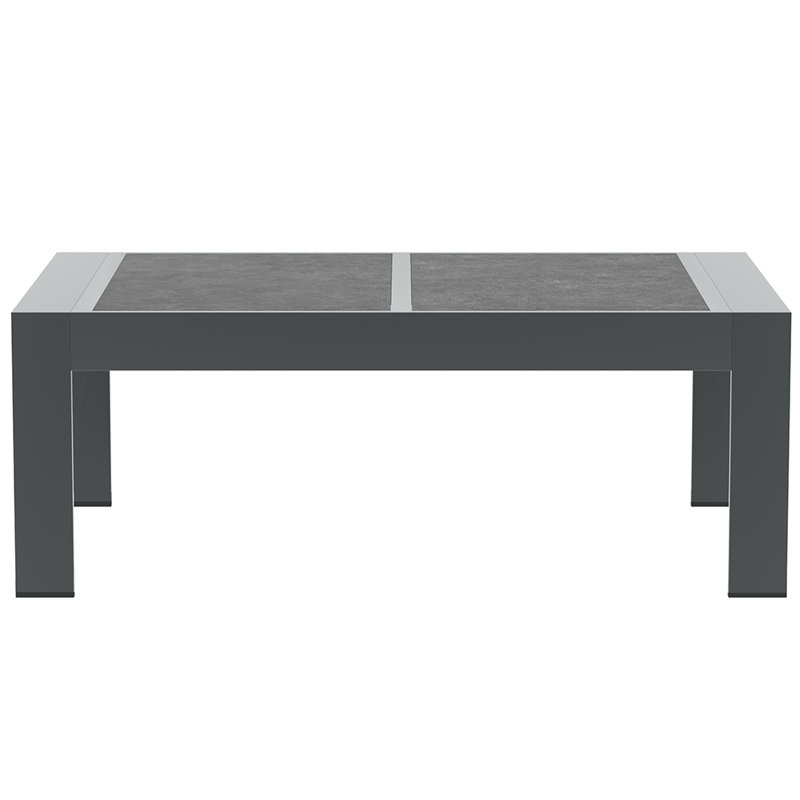 Rectangular Metal Outdoor Coffee Table , 109.2cm W 61cm D, Dark Grey