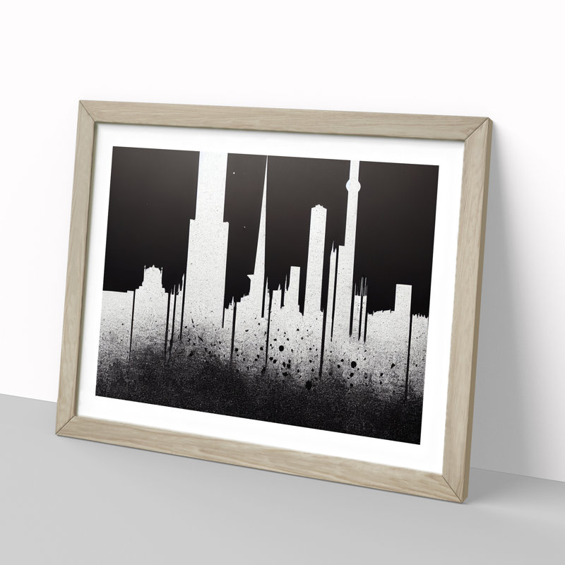 Bedazzled Skyscraper Skyline Abstract - Single Picture Frame Print, 46cm H x 64cm W x 2cm D, Oak Frame