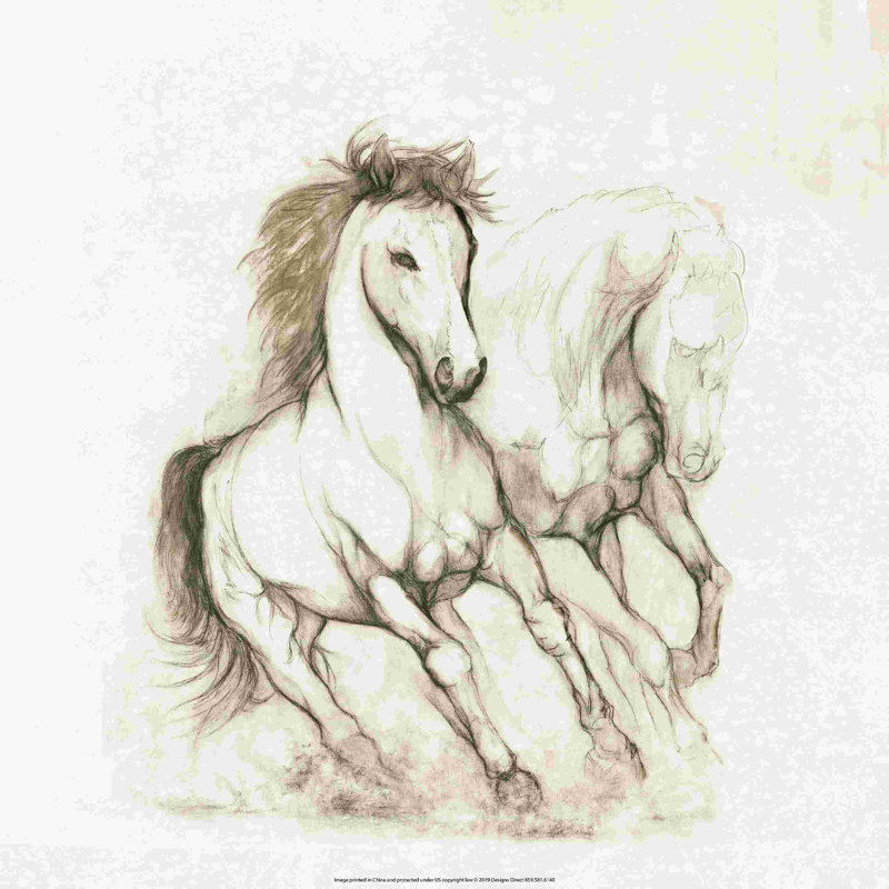 Étude de chevaux par - on, H 12 po x l 12 po