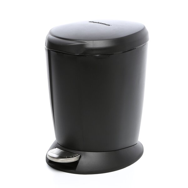 simplehuman 6 Liter / 1.6 Gallon Small Compact Round Bathroom Step Trash  Can, Plastic & Reviews