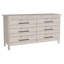 Commode double 6 tiroirs Paris, quatre pieds, plateau supérieur, gris clair