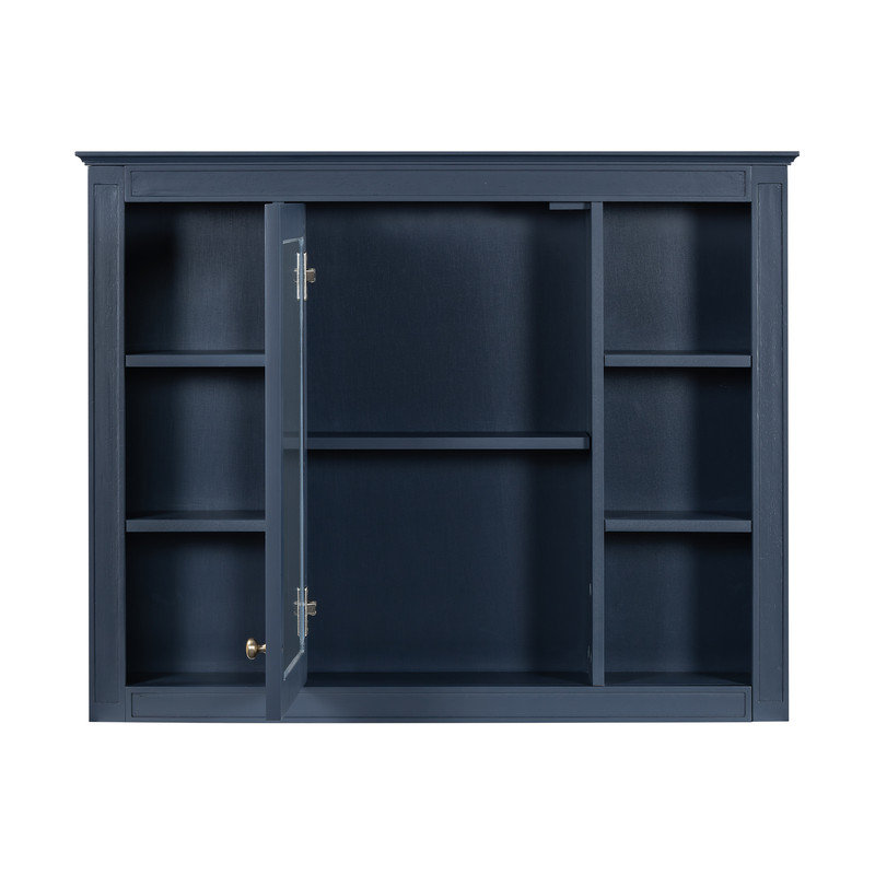 Meuble-lavabo 36 po avec armoire à pharmacie, 2 portes et 4 tiroirs, lavabo simple, Bleu